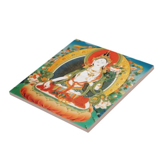 CARREAU DIVINITÉ BLANCHE DE BOUDDHISTE TARA (Côté)