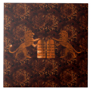 Carreau Dix commandements et lions