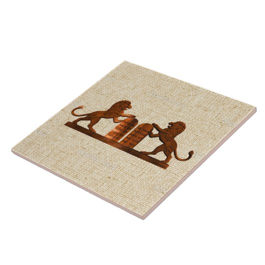 Carreau Dix commandements et lions (Côté)