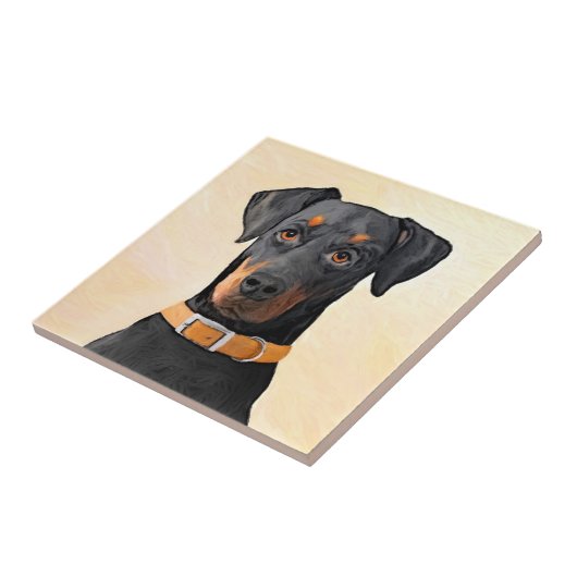 Carreau Doberman Pinscher Peinture non découpée Art origin (Côté)