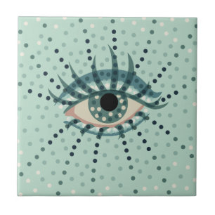 Carreau D'oeil bleu étrange avec l'art psychédélique