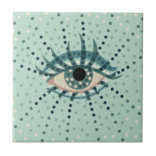 Carreau D'oeil bleu étrange avec l'art psychédélique (Devant)
