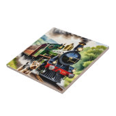 Carreau Dog Greeting steam train (Côté)