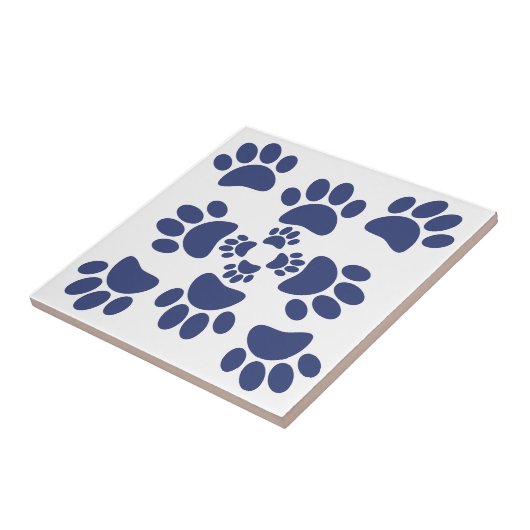 Carreau Dog Paws Prints Portuguese Style White and Blue (Côté)