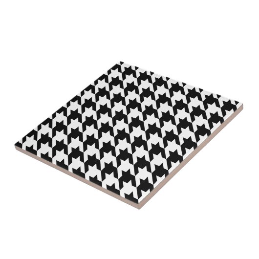 Carreau Dogtooth, motif Houndstooth en noir&blanc (Côté)