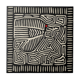 Carreau d'oiseau indien Kuna noir