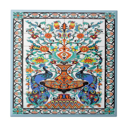 Carreau d'oiseaux de paon, (Devant)