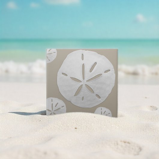 Carreau Dollar de sable de plage tropicale beige et blanc