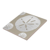 Carreau Dollar de sable de plage tropicale beige et blanc (Côté)