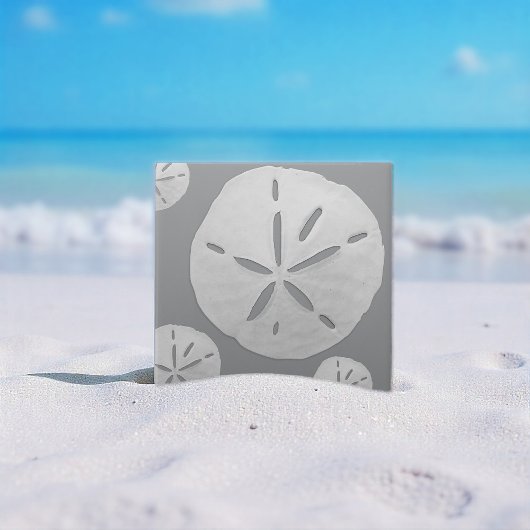 Carreau Dollar de sable de plage tropicale gris et blanc