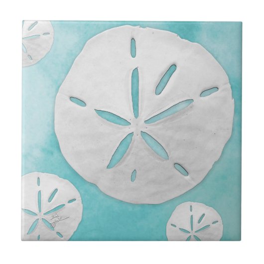 Carreau Dollar de sable tropical Turquoise Aquarelle (Devant)
