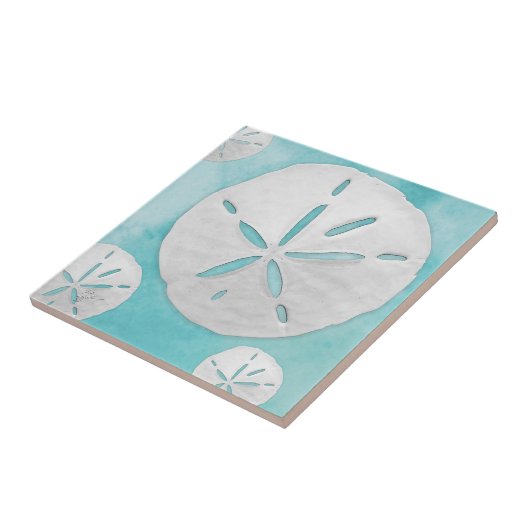 Carreau Dollar de sable tropical Turquoise Aquarelle (Côté)