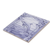 Carreau Dolphin Art Nouveau Faux Relief Bleu & Blanc Gauch (Côté)