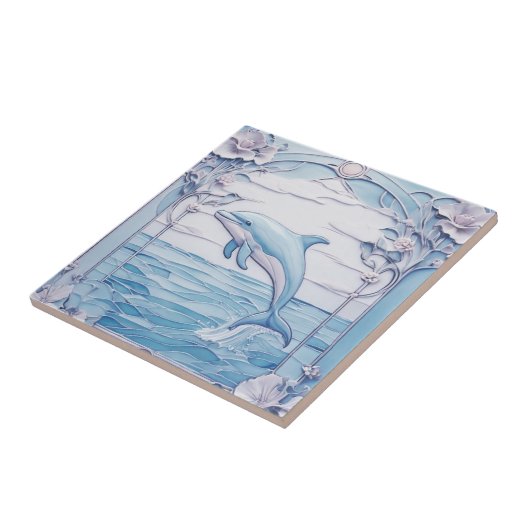 Carreau Dolphin Art Nouveau Faux Relief Bleu clair gauche (Côté)
