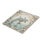 Carreau Dolphin Couple Art Nouveau Faux Relief Mint Bleu (Côté)