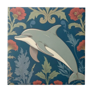 Carreau Dolphin William Morris style floral marine gauche