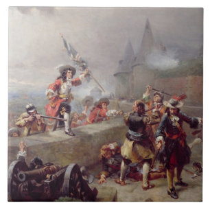 Carreau Donnant l'assaut à les remparts (huile sur la