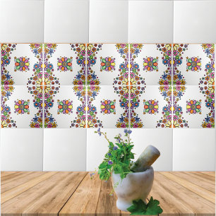 Carreau Doodle à main coloré Floral sans couture motif