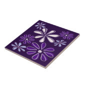 Carreau Doodle de fleur bleu violet foncé élégant (Côté)