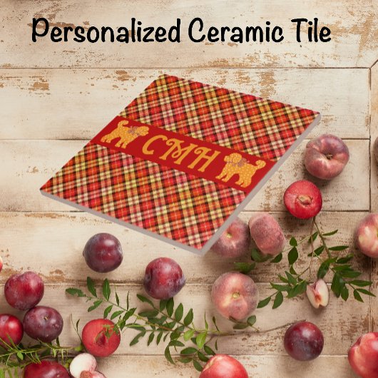 Carreau Doodle doré jaune chien personnalisé