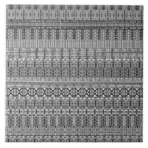 Carreau Doodles de Motif moderne Boho noir et blanc