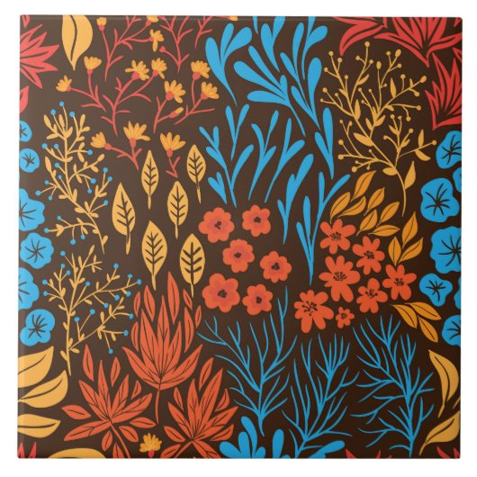 Carreau Doodles floraux foncés (Devant)