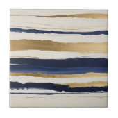 Carreau doré bleu et beige rayures abstraites (Devant)