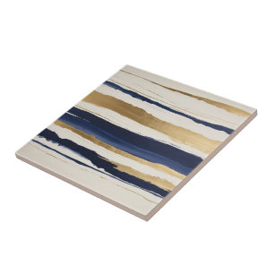 Carreau doré bleu et beige rayures abstraites