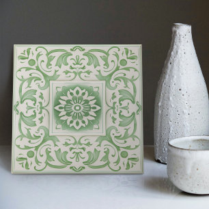 Carreau Dosseret victorien vert Art nouveau reproduction