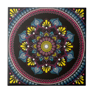 Carreau Dot Art coloré Mandala Boho de géométrie sacrée