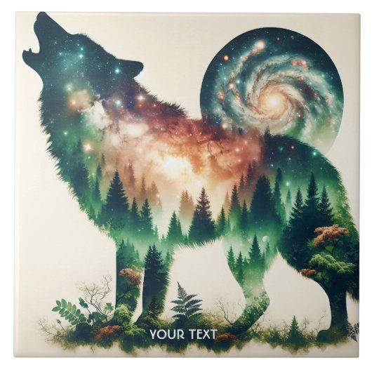 Carreau Double exposition de loup mignon Imaginaire (Devant)