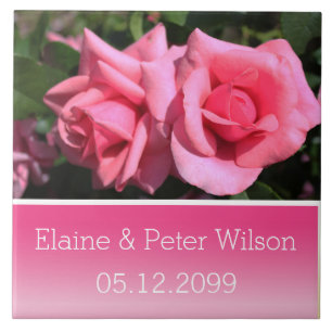 Carreau Double rose fleurs rose chaud mariage anniversaire