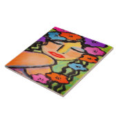 Carreau Douche à fleurs Portrait Abstrait d'une femme (Côté)