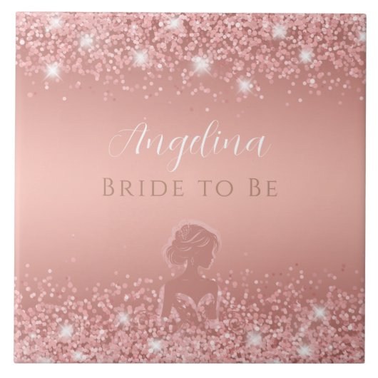 Carreau Douche de Mariage Élégant Rose Gold Luxe Pailleté (Devant)