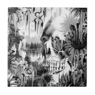 Carreau Douches de mai fondant le crâne floral dans le gr