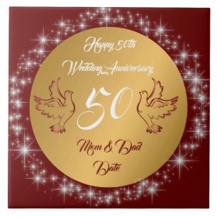 Carreau Dove Personnaliser Happy Gold 50ème Anniversaire