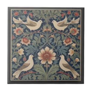 Carreau Doves William Morris style Four Dove Birds