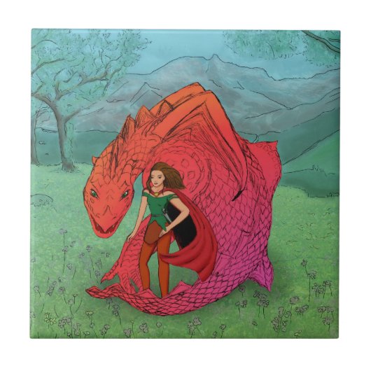 Carreau Dragon Bébé Rouge (Devant)