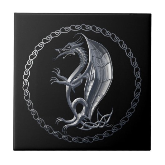 Carreau Dragon Celtique Argent (Devant)
