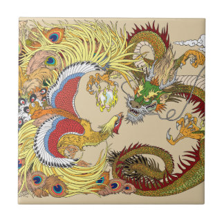 Carreau Dragon chinois et phoenix