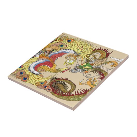 Carreau Dragon chinois et phoenix (Côté)