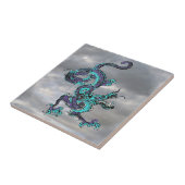 Carreau Dragon chinois violet et bleu v16 (Côté)