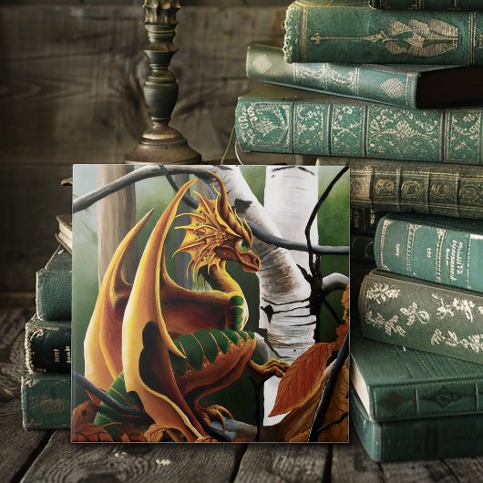 Carreau Dragon d'automne Imaginaire vert orange