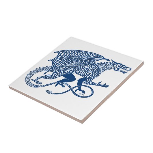 Carreau Dragon de bleu de Knotwork (Côté)