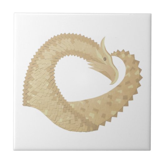Carreau Dragon de coeur de grès sur blanc (Devant)