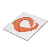Carreau Dragon de coeur orange sur blanc (Côté)