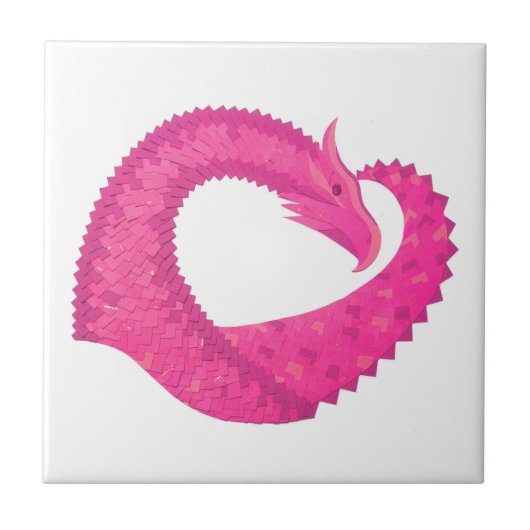 Carreau Dragon de coeur rose chaud sur blanc (Devant)