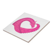 Carreau Dragon de coeur rose chaud sur blanc (Côté)