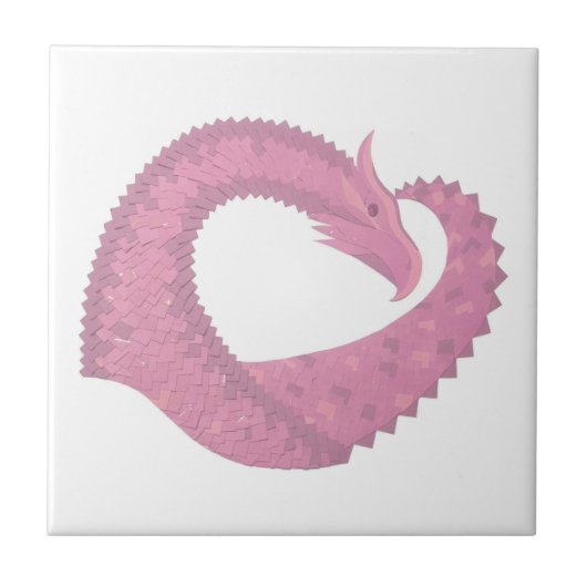 Carreau Dragon de coeur rose sur blanc (Devant)