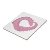 Carreau Dragon de coeur rose sur blanc (Côté)
